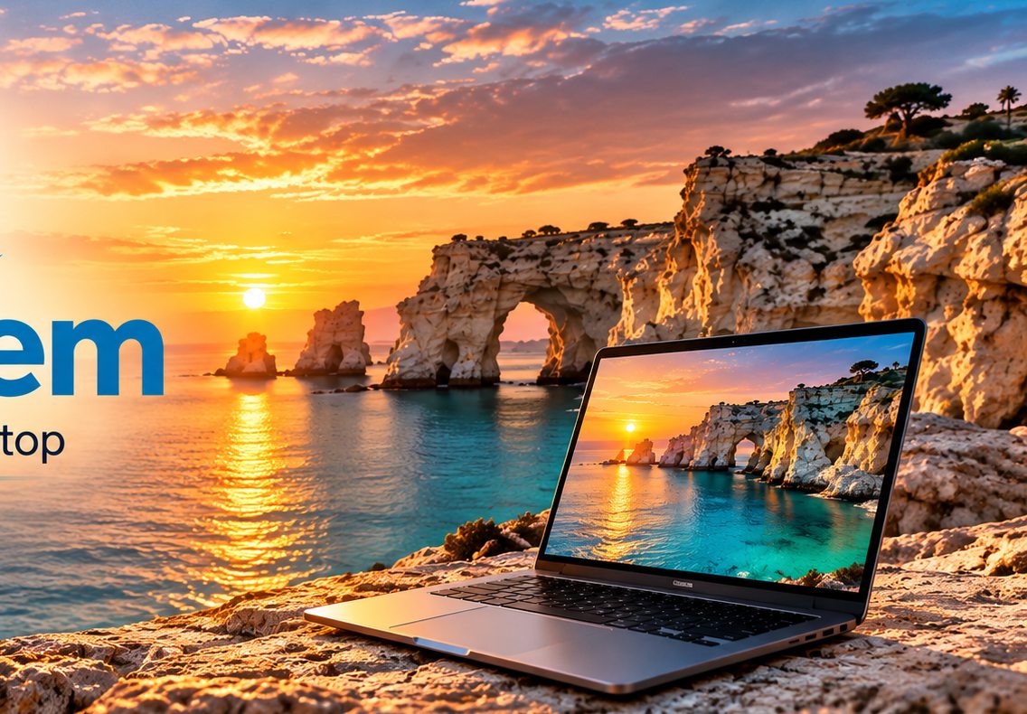 Qeshm island sunset and laptop